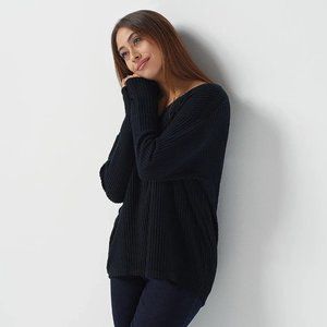 All Worthy Hunter McGrady Waffle Knit Dolman Top - Black a390345